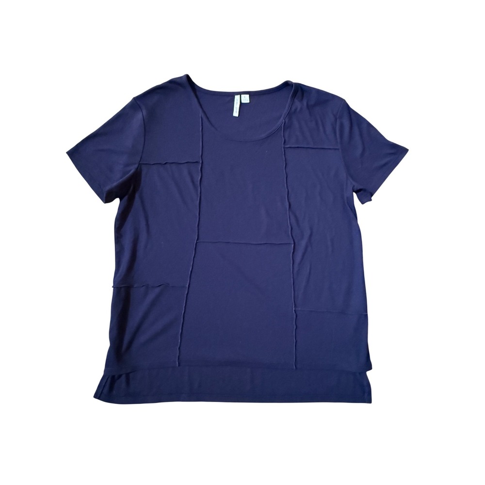 Live Well Lifestyle Navy Blue Ribbed Patchwork Raw Seam Top‎ L Boho
Minimalist